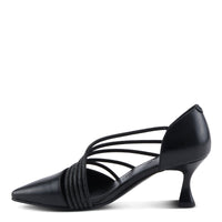 Thumbnail for Black patent leather high heel shoes with pointed toe and ankle strap