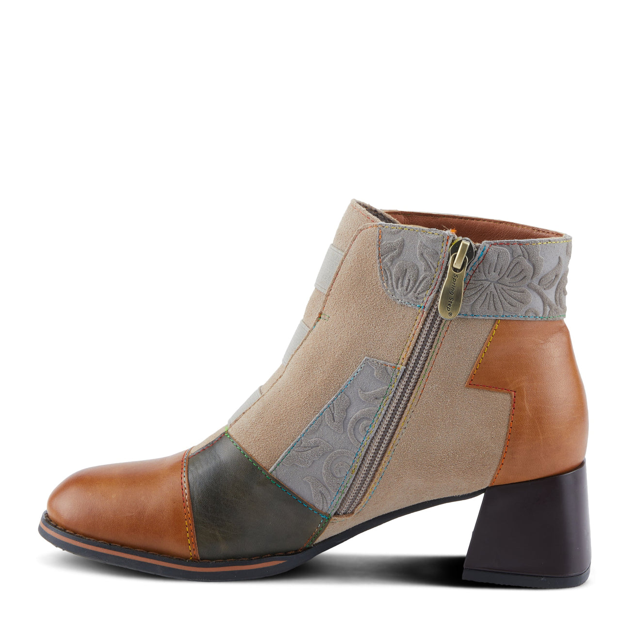 L'ARTISTE COPINE BOOTS hand-painted leather ankle boots with floral design