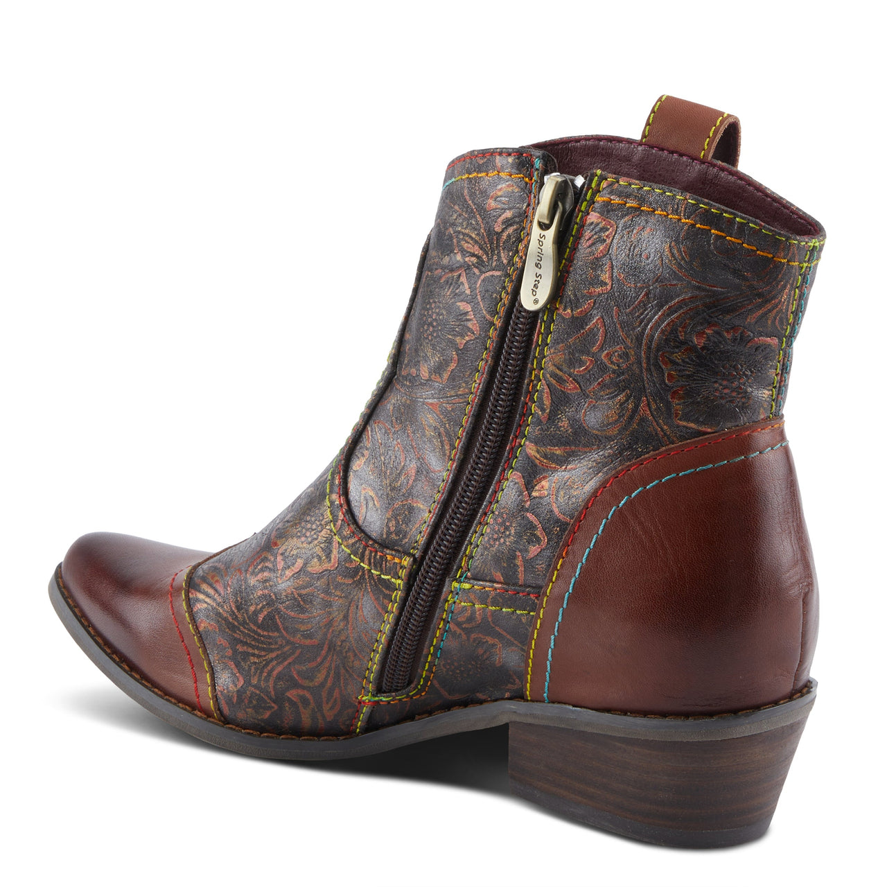 Pair of L'ARTISTE COUNTRYPOP-ROSE BOOTS featuring a stacked heel and unique floral details