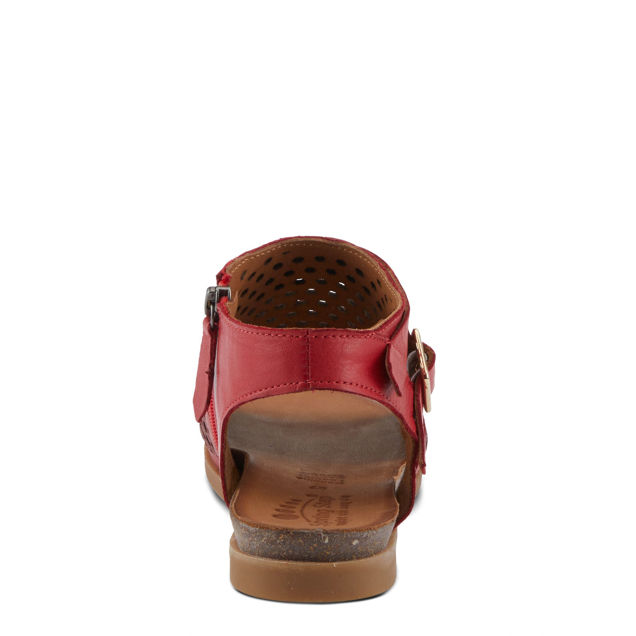 Black leather Spring Step Covington sandals with floral design and adjustable straps