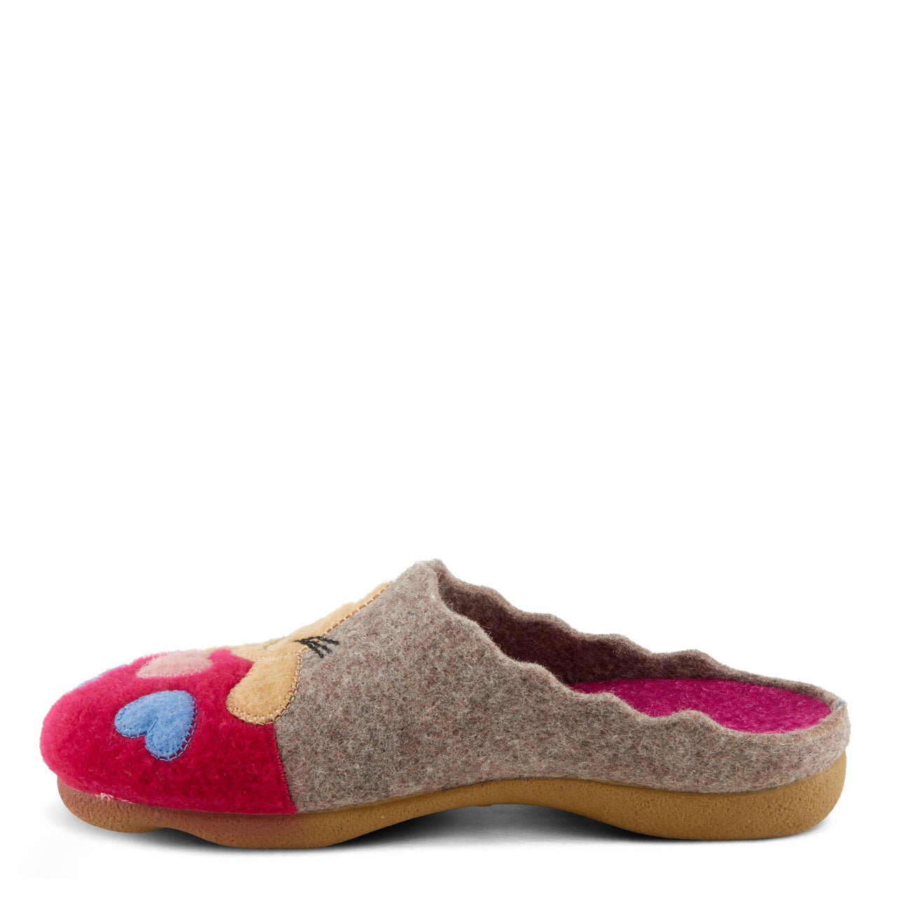 FLEXUS CUTTLECAT SLIPPERS in pink with cat face design and cushioned sole