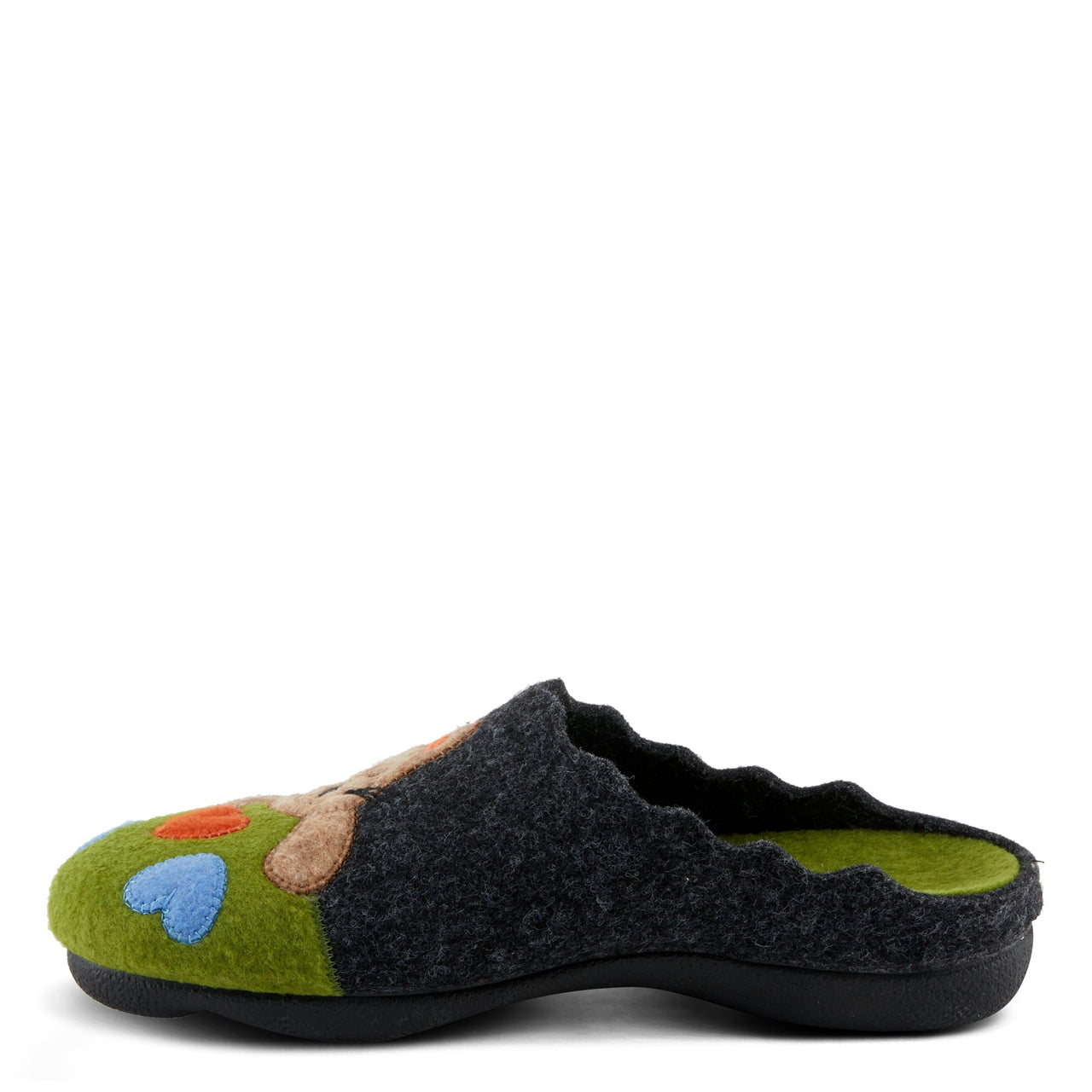 FLEXUS CUTTLECAT SLIPPERS in black with cute cat ears and soft fabric