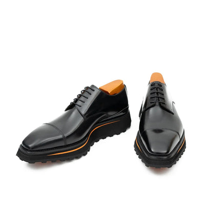 Three Quarters Derby Calf Leather Dress Shoes Black