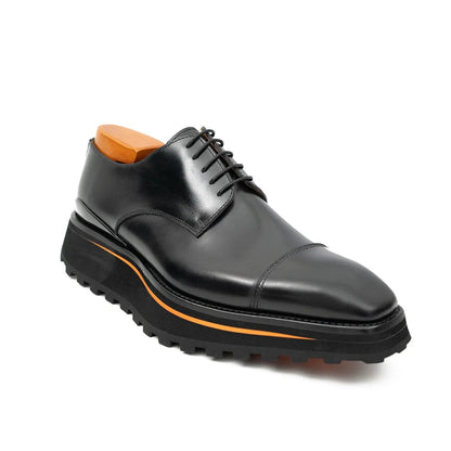 Three Quarters Derby Calf Leather Dress Shoes Black
