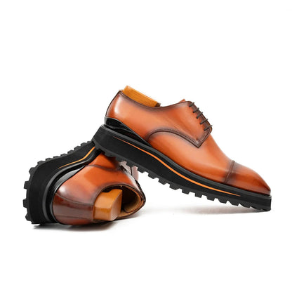 Three Quarters Derby Dress Shoes Calf Leather Brown