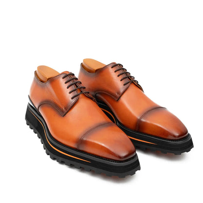 Three Quarters Derby Dress Shoes Calf Leather Brown