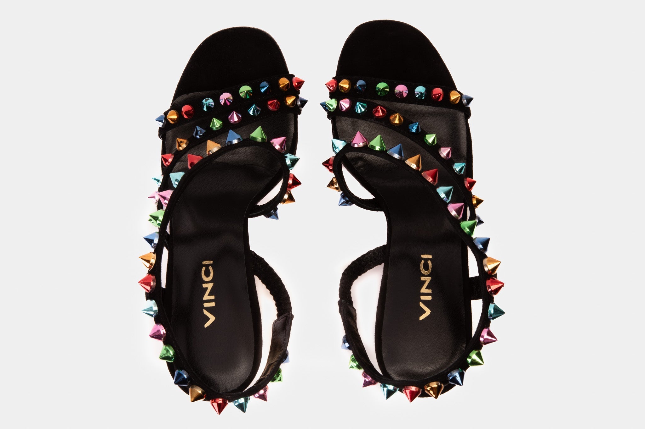 The Caris Black Block Heel Spike Leather Women Sandal Final Sale!