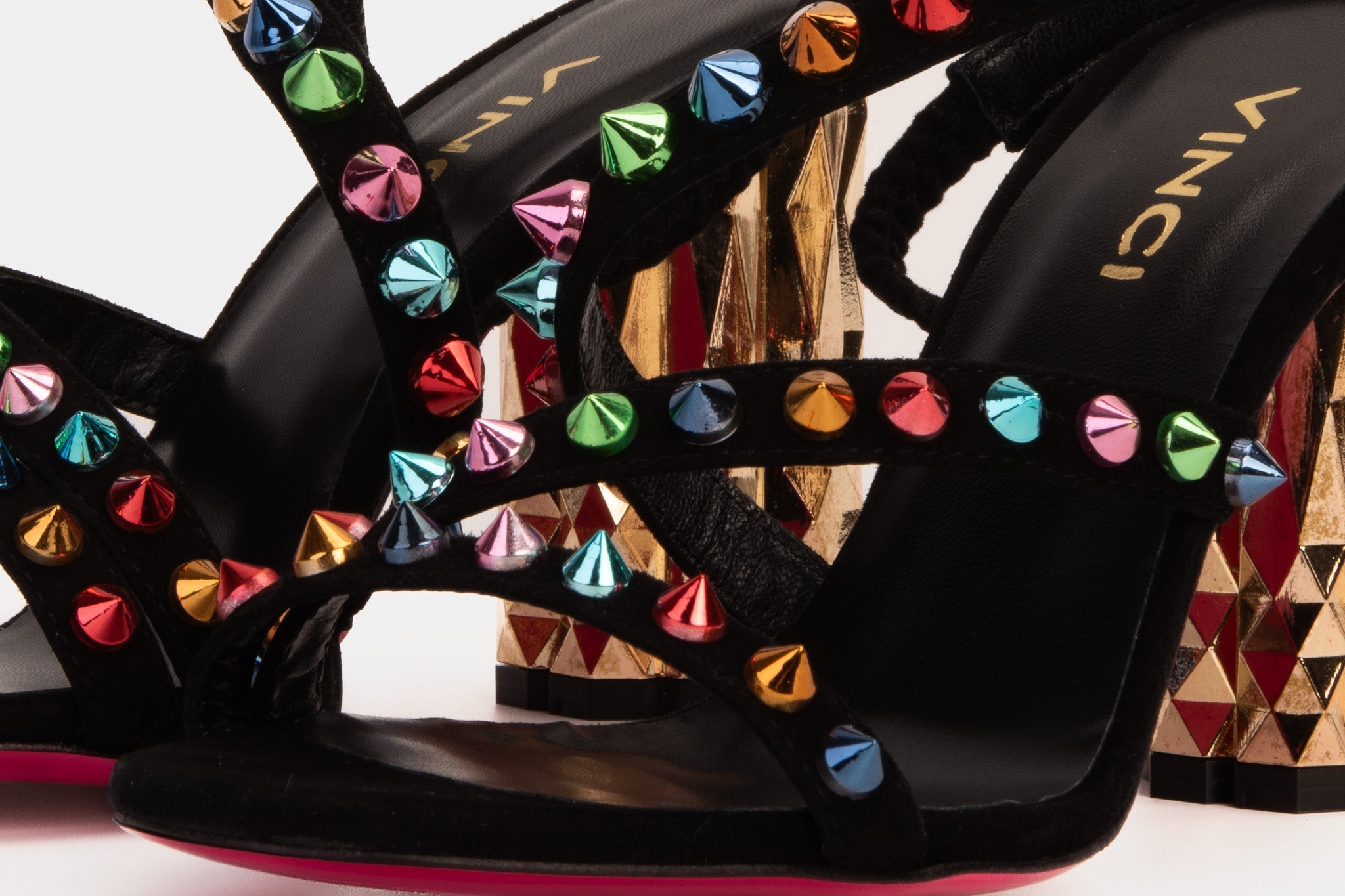 The Caris Black Block Heel Spike Leather Women Sandal Final Sale!