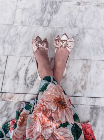 Victoria Satin Ballet Flats Womens Satin Champagne