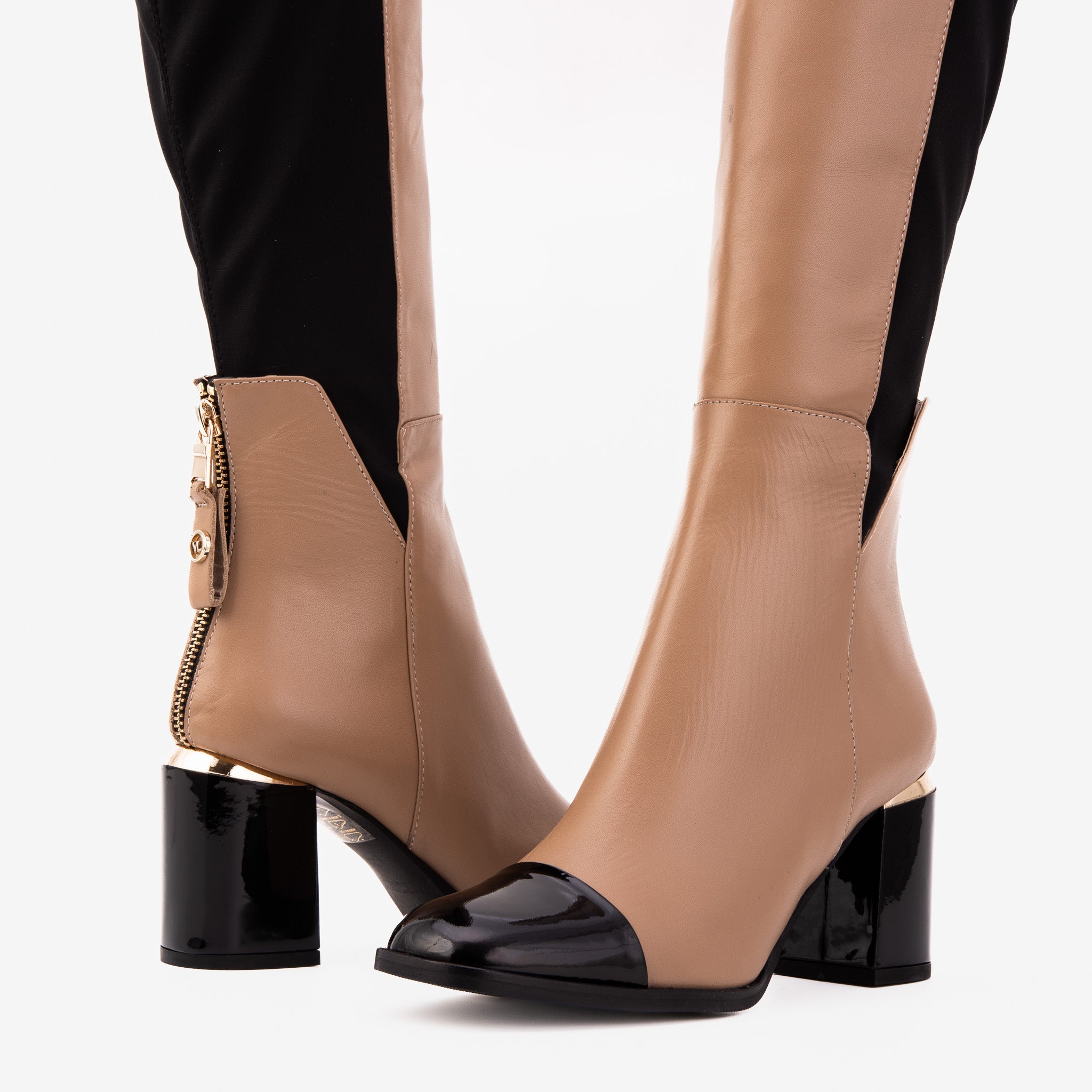 The Verona Cream Leather Knee High Women Boot