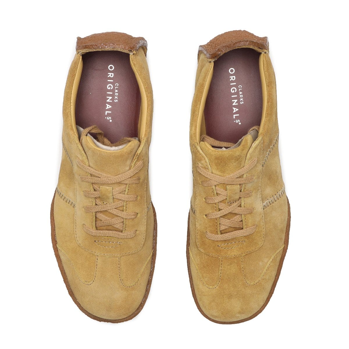 Side view of Clarks Originals Milligan Men's Oak Suede Casual Sneakers 26131321 showcasing the textured sole and logo