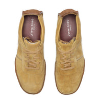 Thumbnail for Side view of Clarks Originals Milligan Men's Oak Suede Casual Sneakers 26131321 showcasing the textured sole and logo