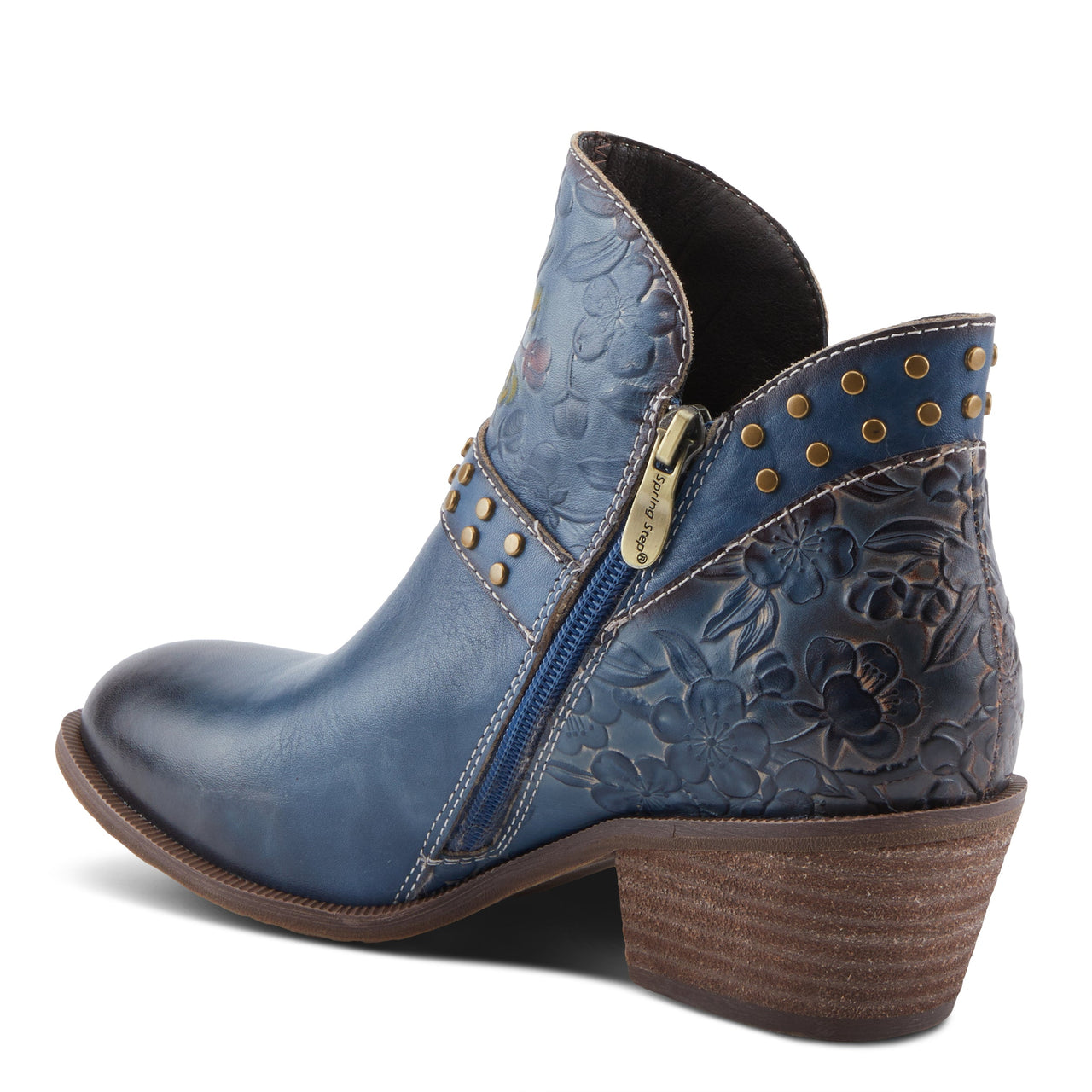 Pair of stylish L'ARTISTE DAINTYLADY boots with intricate floral design and comfortable stacked heel