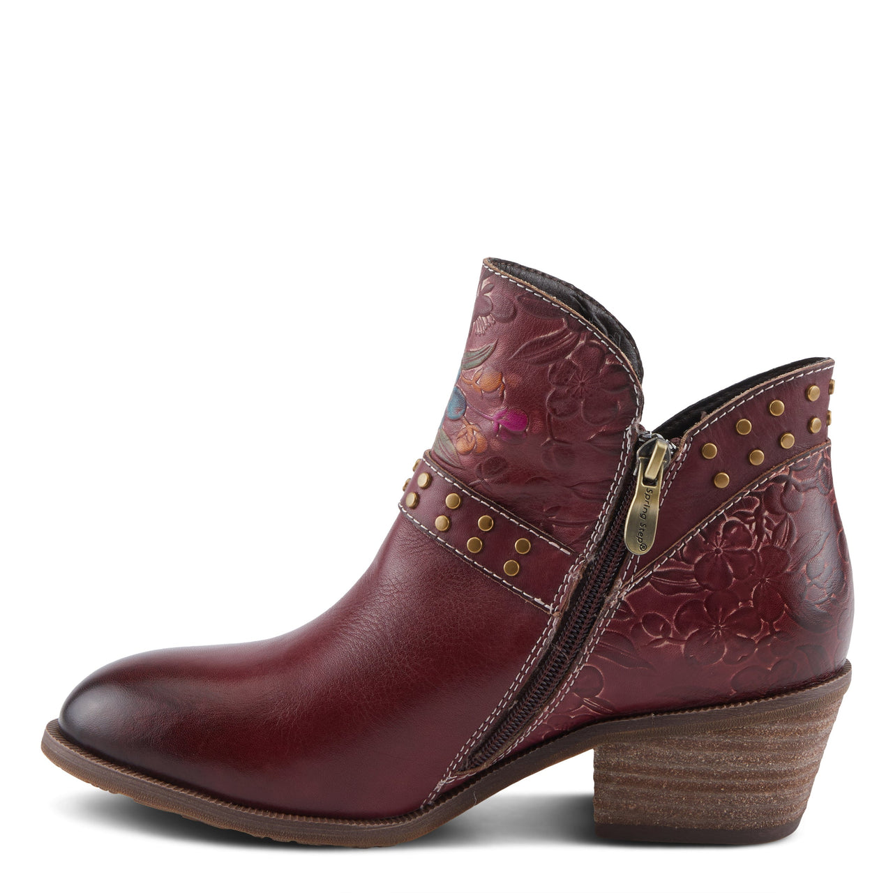 Beautiful hand-painted leather L'ARTISTE DAINTYLADY boots with intricate floral design and side zipper closure