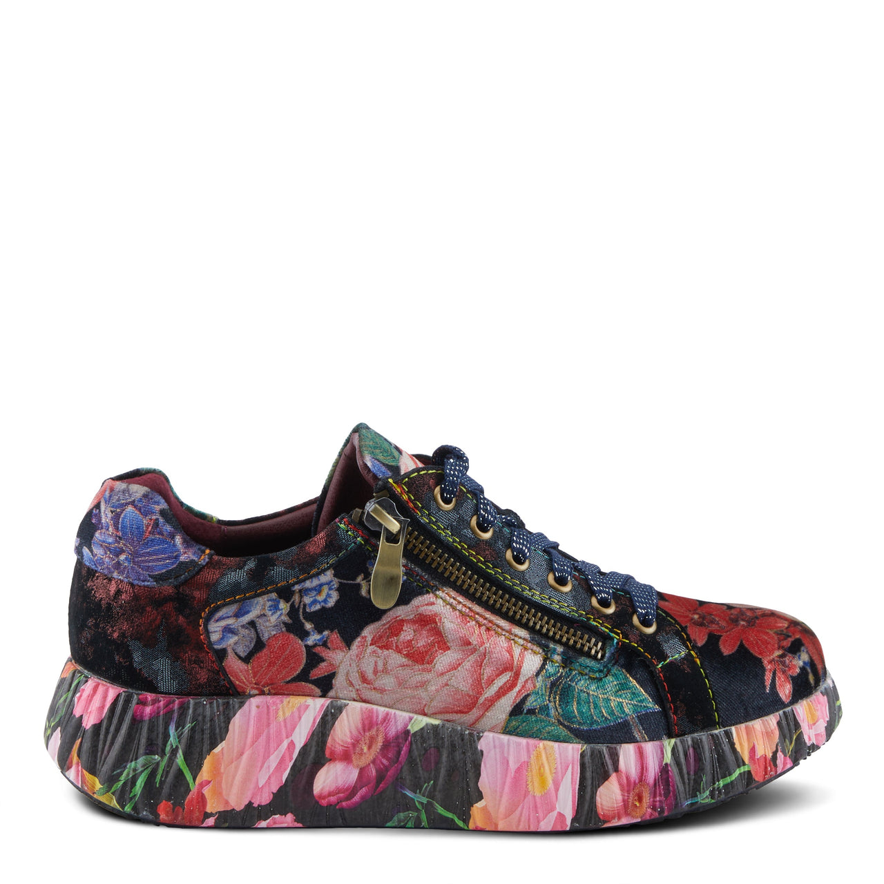 Comfortable L'ARTISTE DALLYN SNEAKERS in yellow with hand-painted leather, floral accents, and cushioned footbed