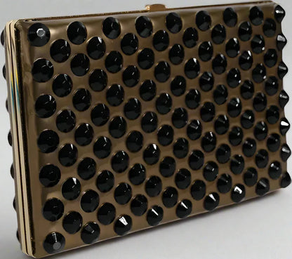 Dolce & Gabbana GOLD CRYSTAL BIFOLD CLUTCH EVENING PARTY WOMEN PURSE BAG