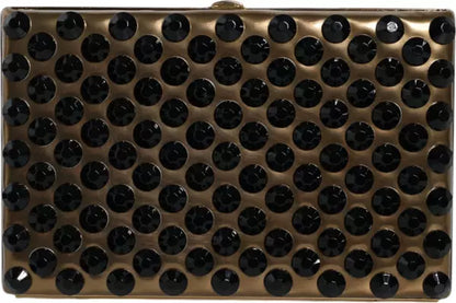 Dolce & Gabbana GOLD CRYSTAL BIFOLD CLUTCH EVENING PARTY WOMEN PURSE BAG