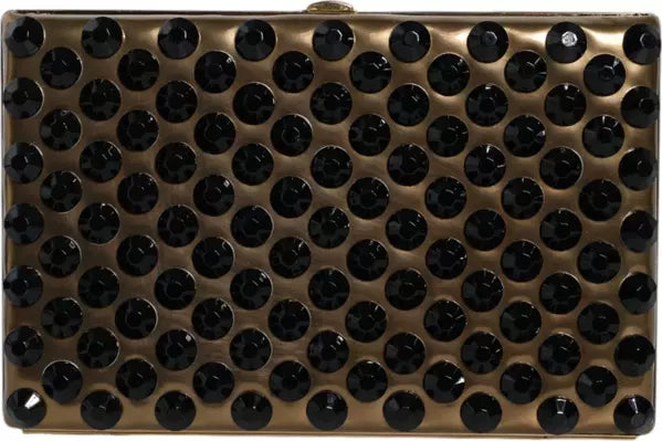 Dolce & Gabbana GOLD CRYSTAL BIFOLD CLUTCH EVENING PARTY WOMEN PURSE BAG