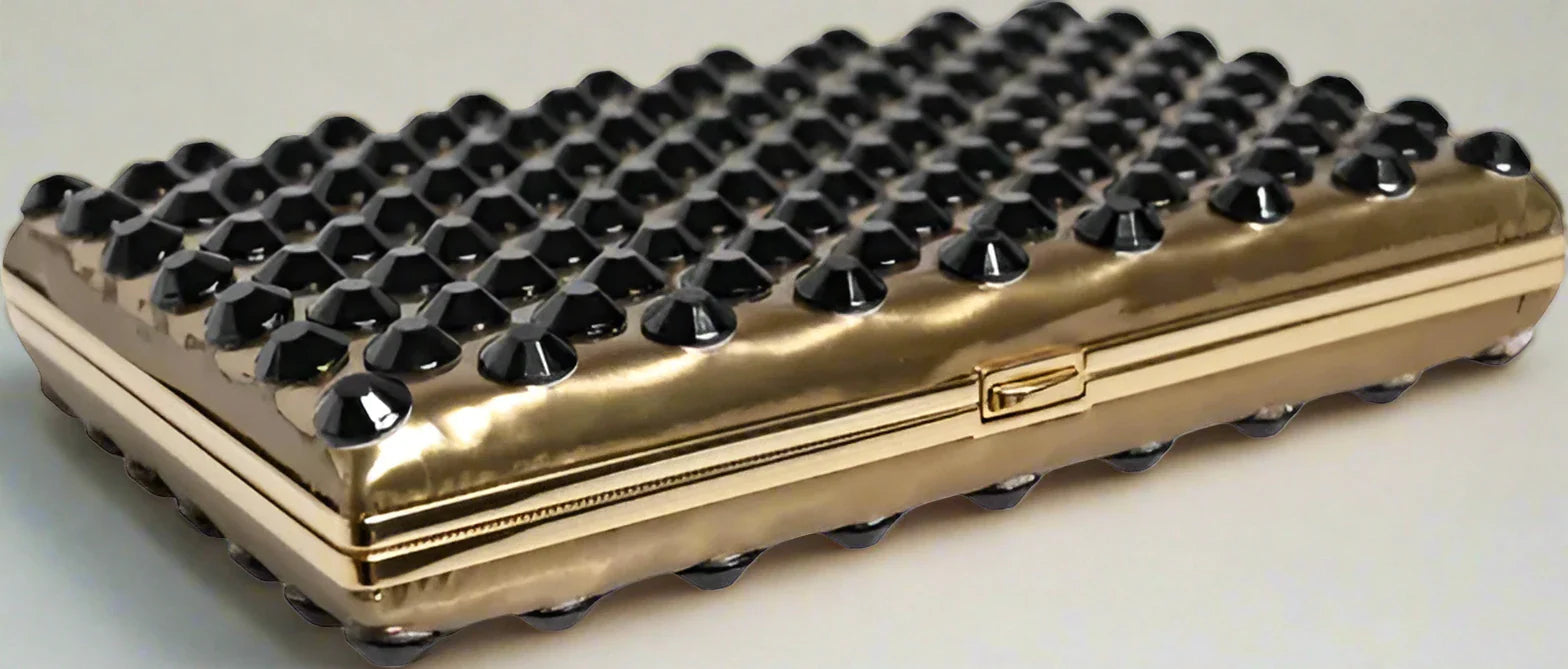 Dolce & Gabbana GOLD CRYSTAL BIFOLD CLUTCH EVENING PARTY WOMEN PURSE BAG