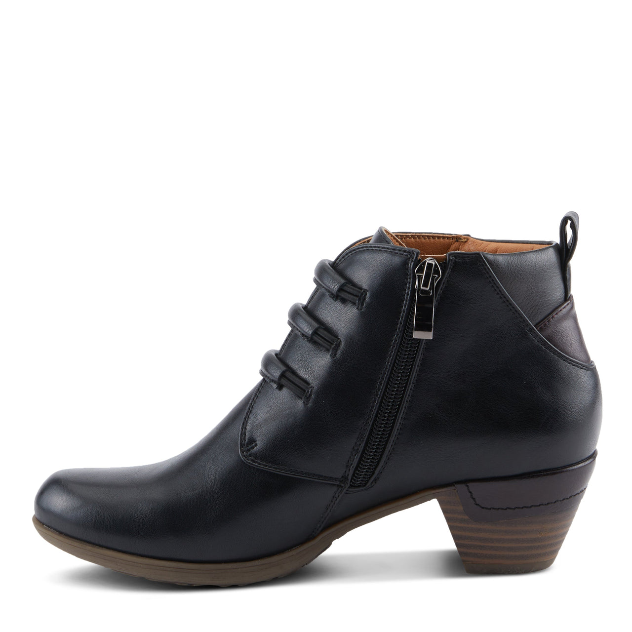 Stylish and chic PATRIZIA DEJAH BOOTS in black leather with buckle details and chunky heel for a trendy and versatile look