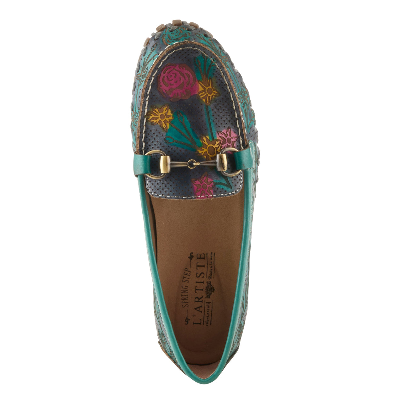 Beautiful hand-painted leather L'ARTISTE DELAVIGNE shoes with unique floral design