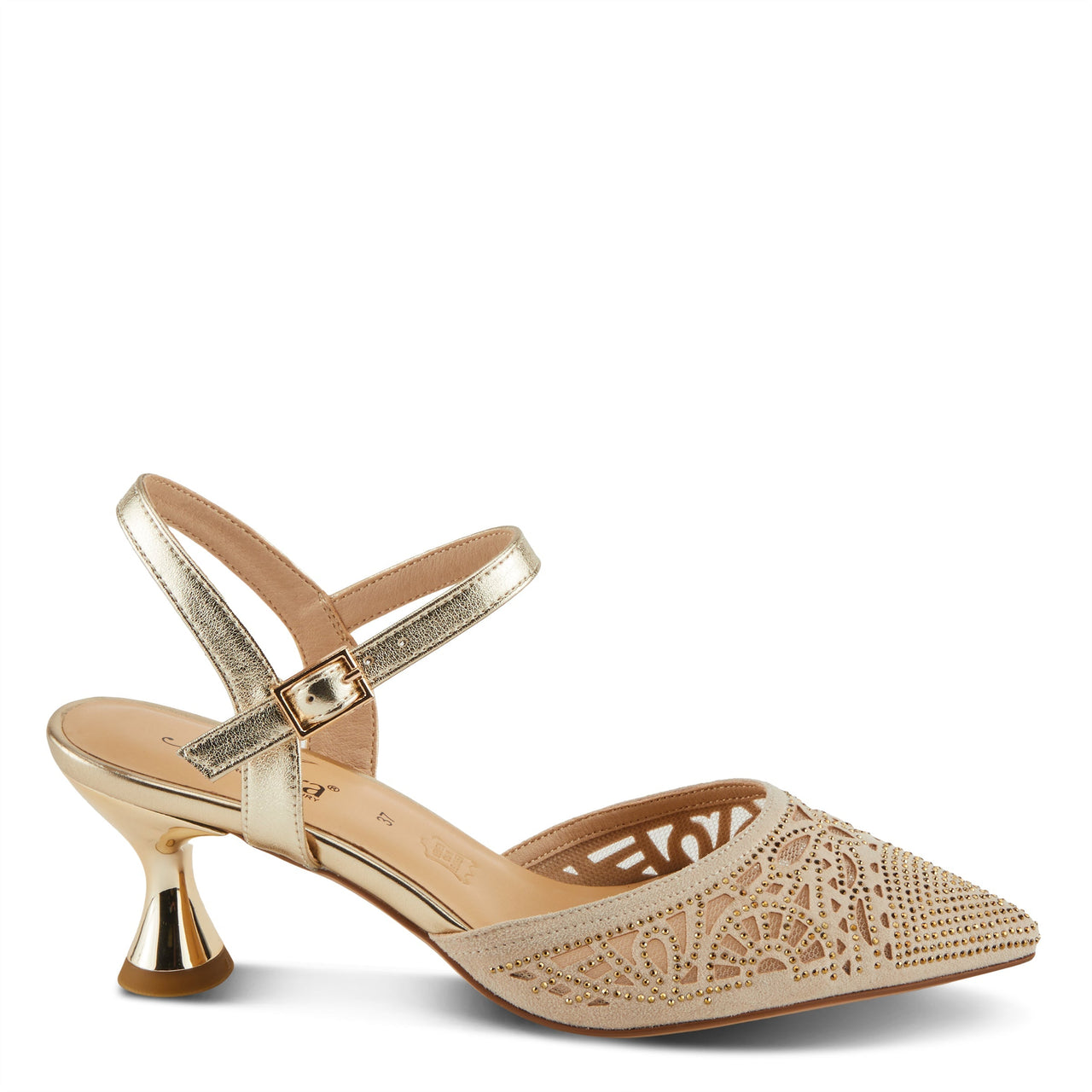 Azura delicate sandals in green with leaf-shaped decorations