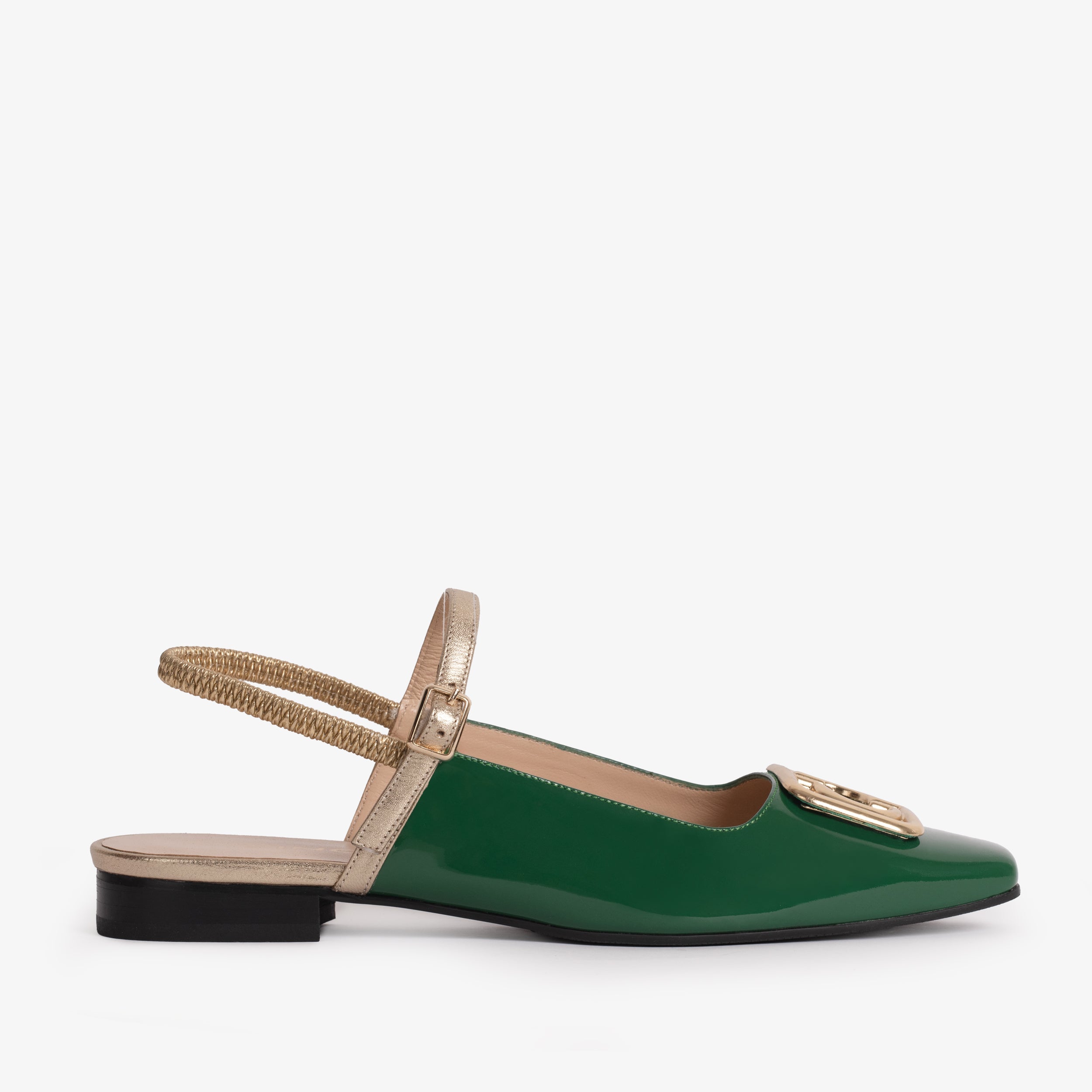 The Rosalinda Green Patent Leather Women Flat Slingback Sandal