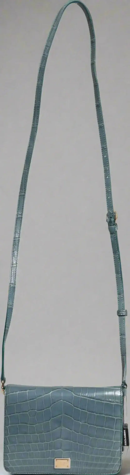 Dolce & Gabbana Green Exotic Leather DG Plaque Crossbody Mini Bag