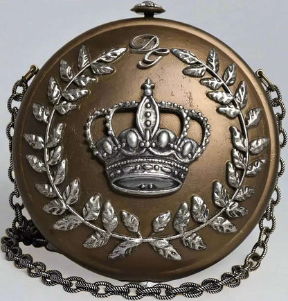 Dolce & Gabbana Gold Brass Metal DG Crown Clutch Crossbody Bag