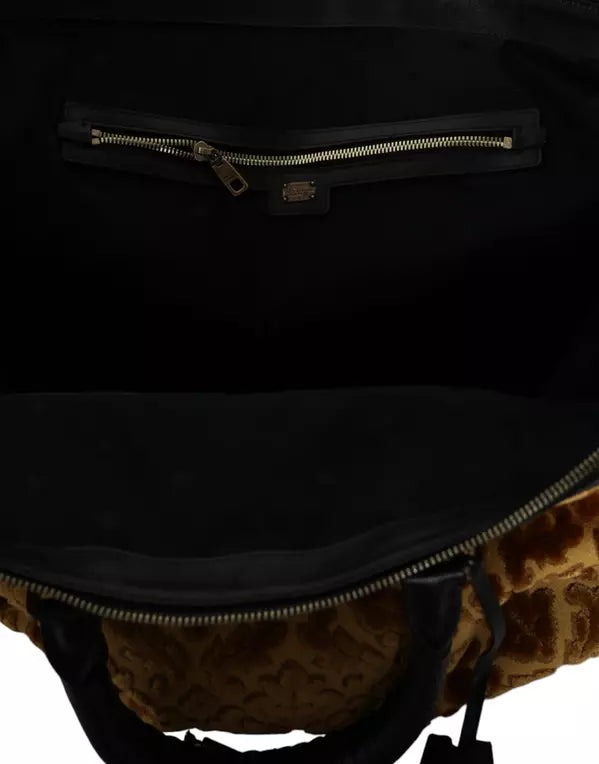 Dolce & Gabbana BEIGE VELVET TOP HANDLE SHOULDER DUFFLE WOMEN BAG