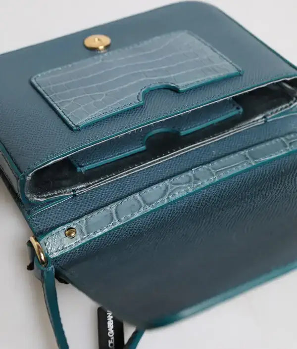 Dolce & Gabbana Green Exotic Leather DG Plaque Crossbody Mini Bag