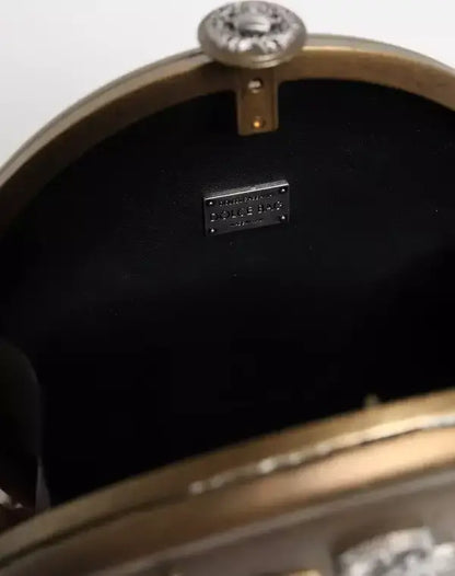 Dolce & Gabbana Gold Brass Metal DG Crown Clutch Crossbody Bag