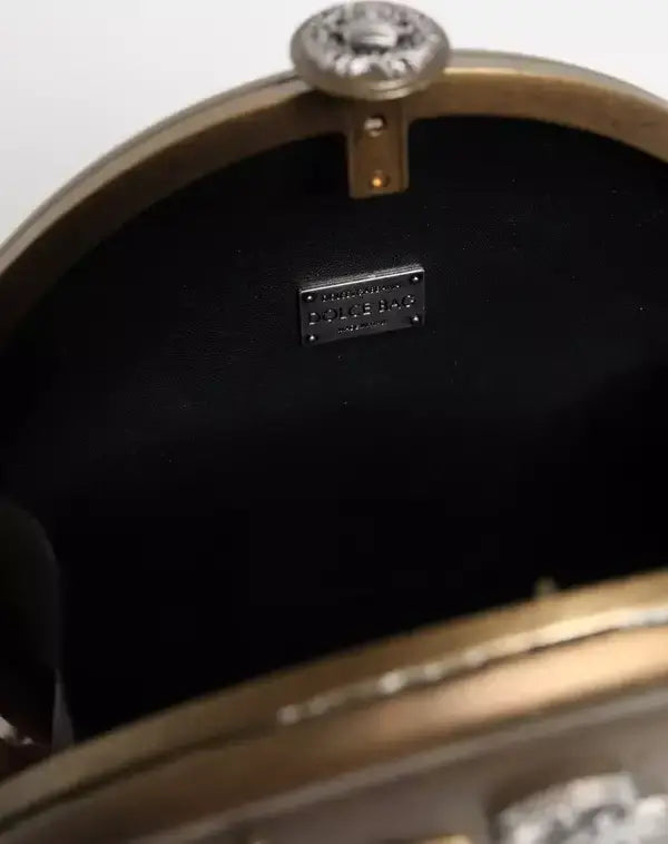 Dolce & Gabbana Gold Brass Metal DG Crown Clutch Crossbody Bag