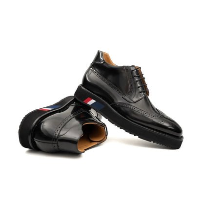 DIVINCH Brogue Platform Bootie Patent Calfskin Black