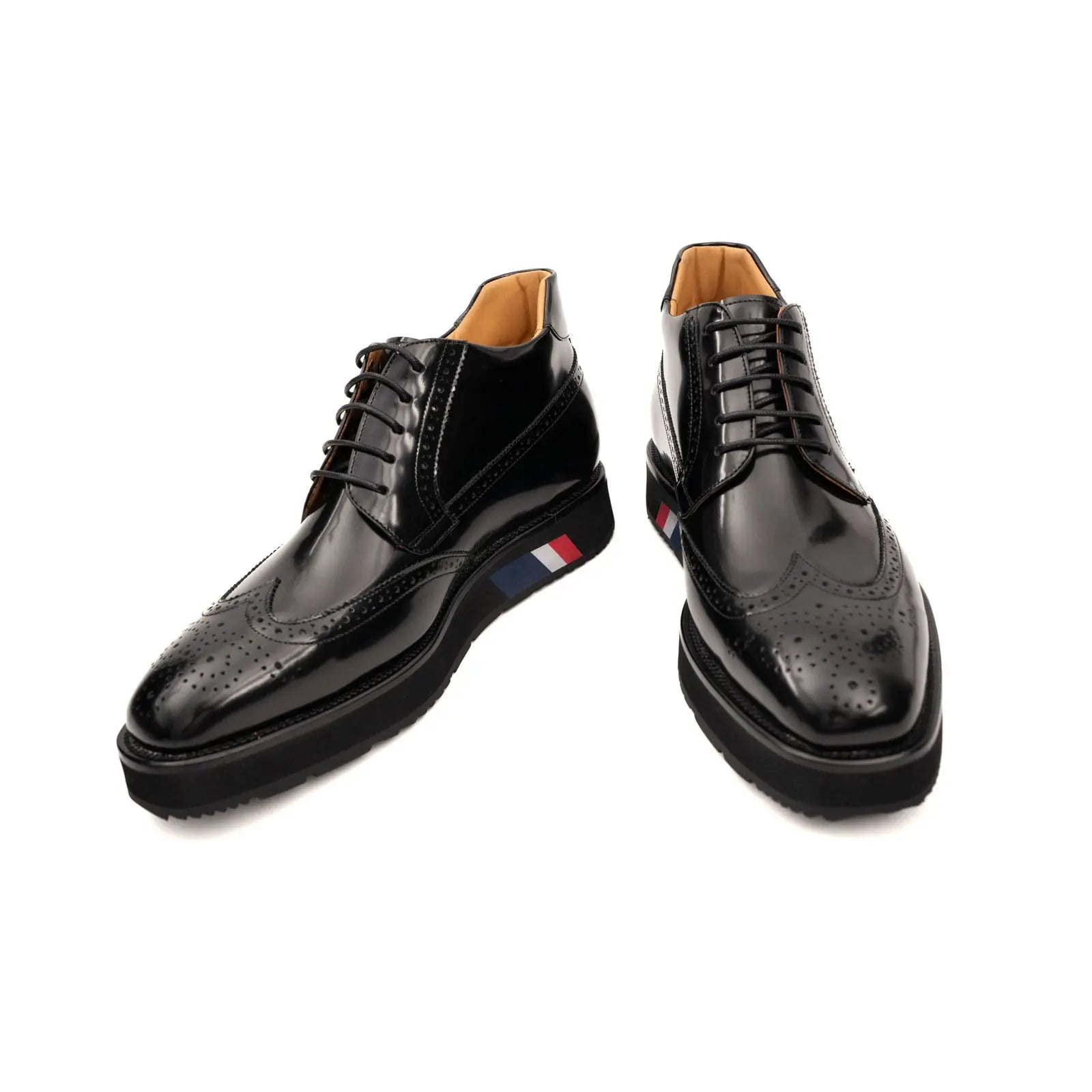 DIVINCH Brogue Platform Bootie Patent Calfskin Black