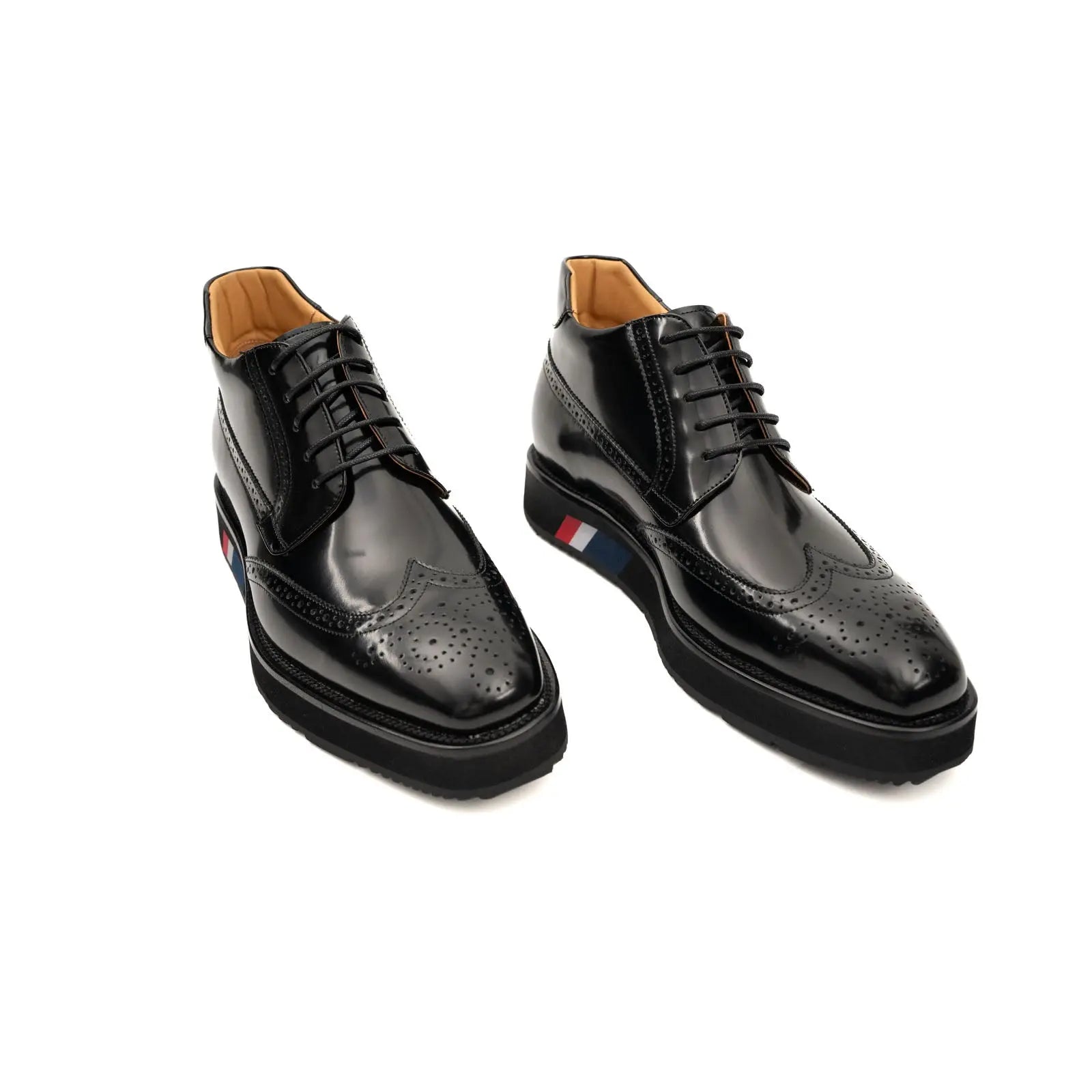 DIVINCH Brogue Platform Bootie Patent Calfskin Black