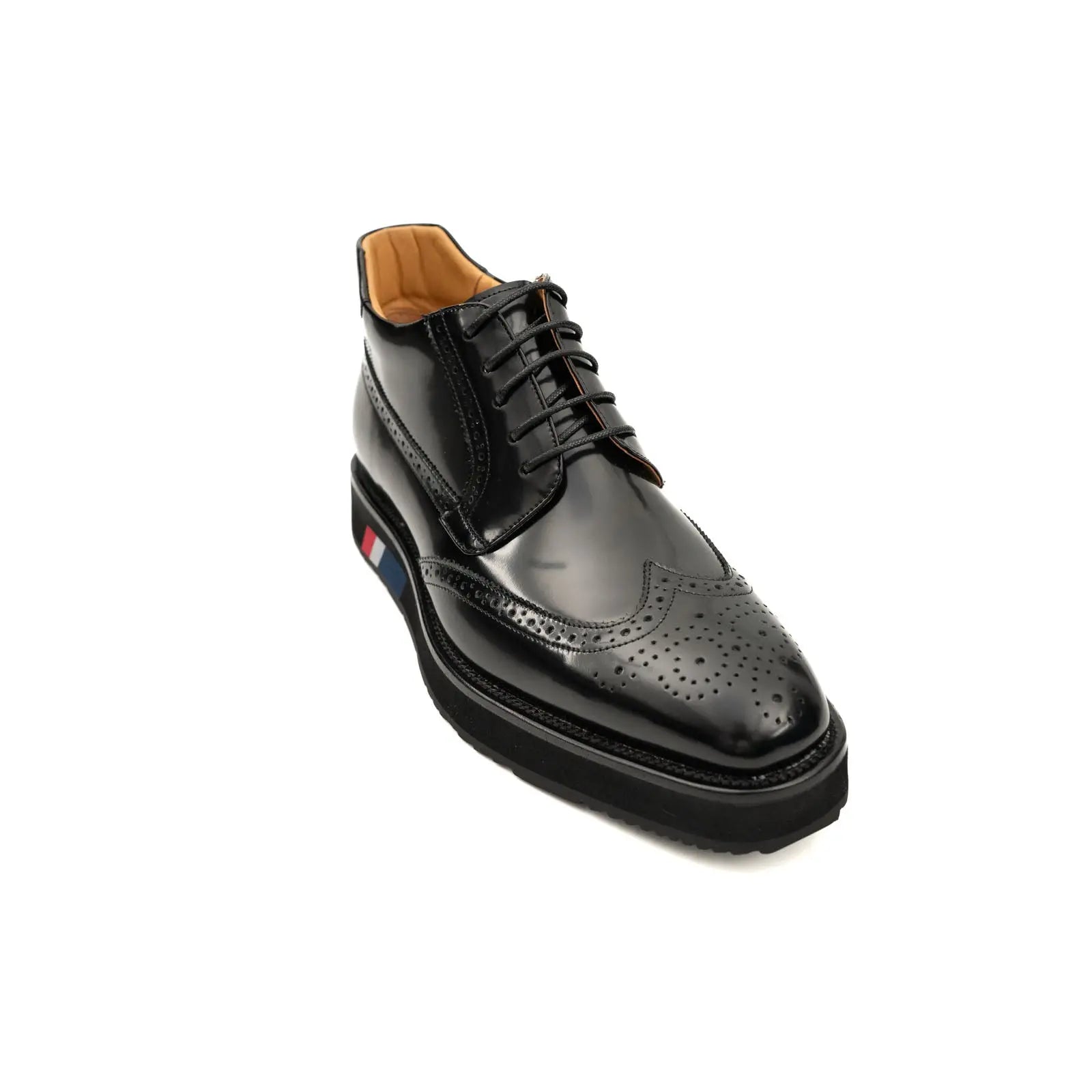 DIVINCH Brogue Platform Bootie Patent Calfskin Black