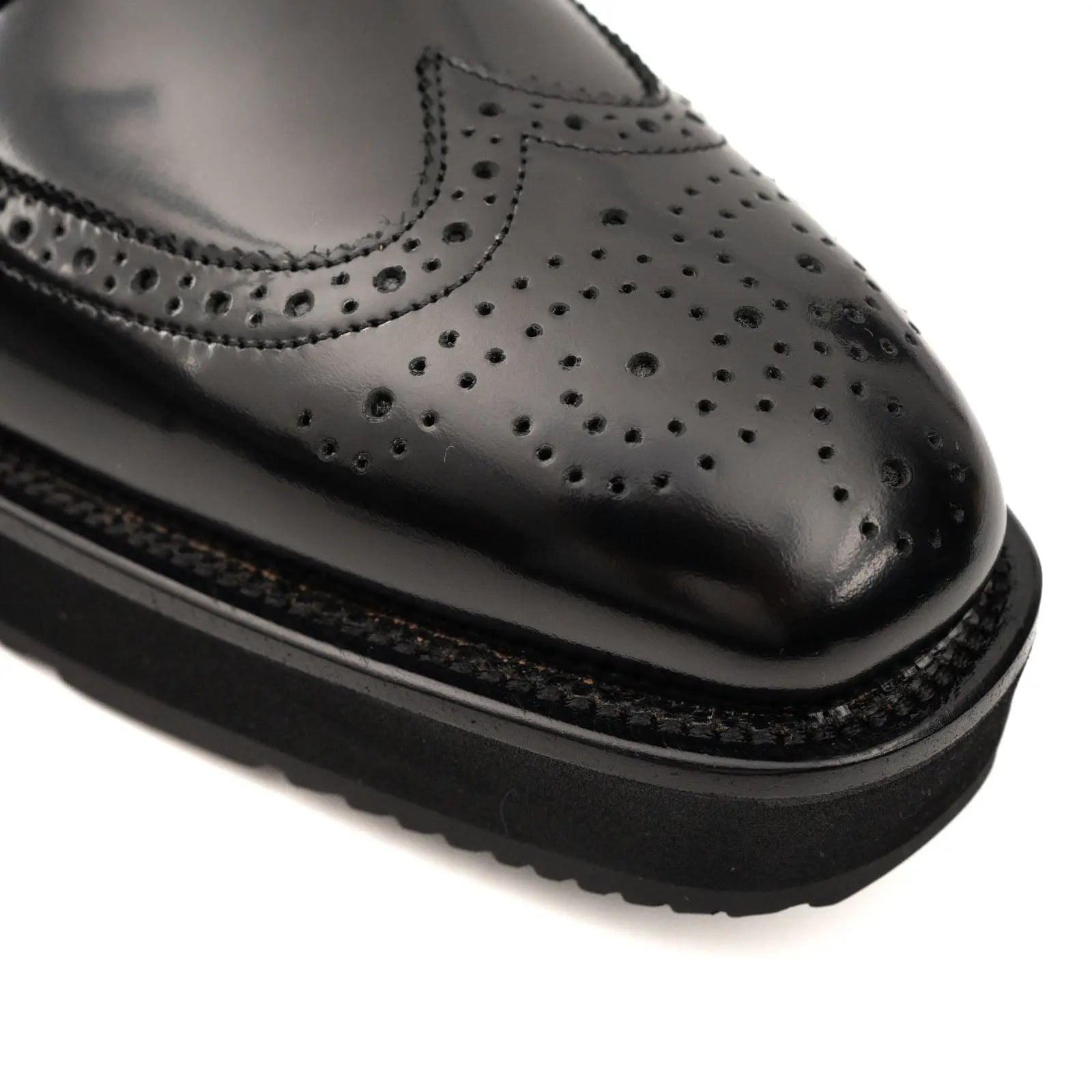 DIVINCH Brogue Platform Bootie Patent Calfskin Black