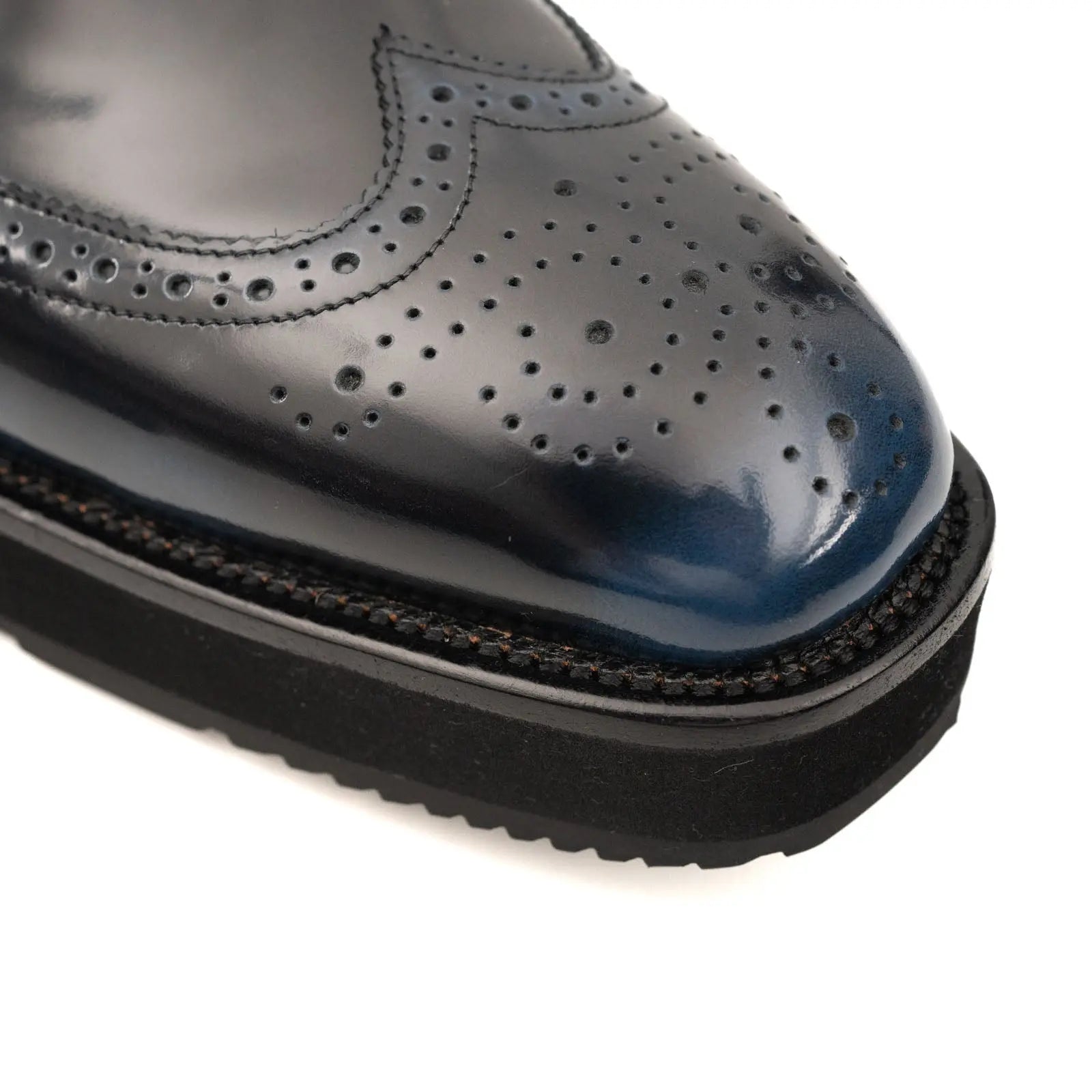 Divinch Navy Patent Calfskin Brogue Platform Bootie