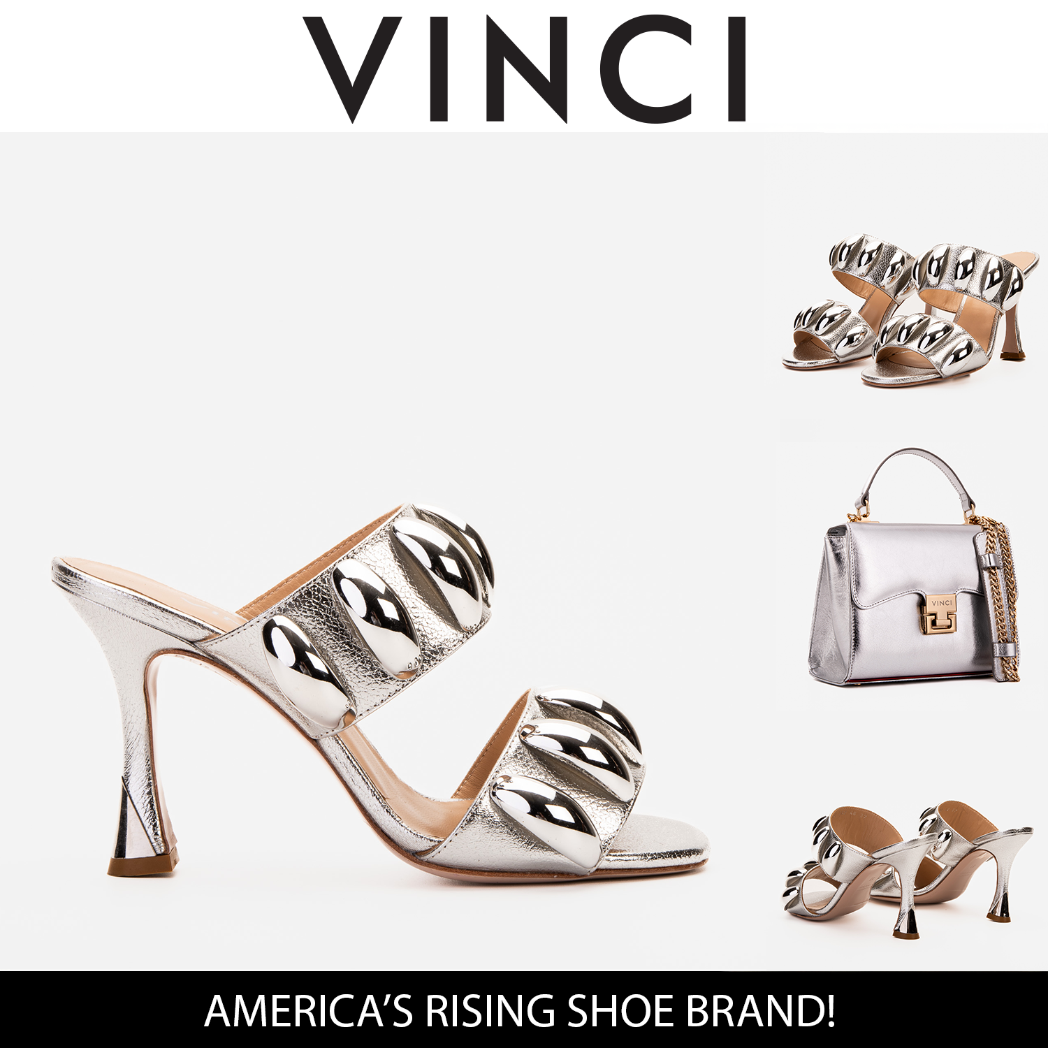 Vinci Leather Shoes The Eclipse Silver Leather Women Sandal