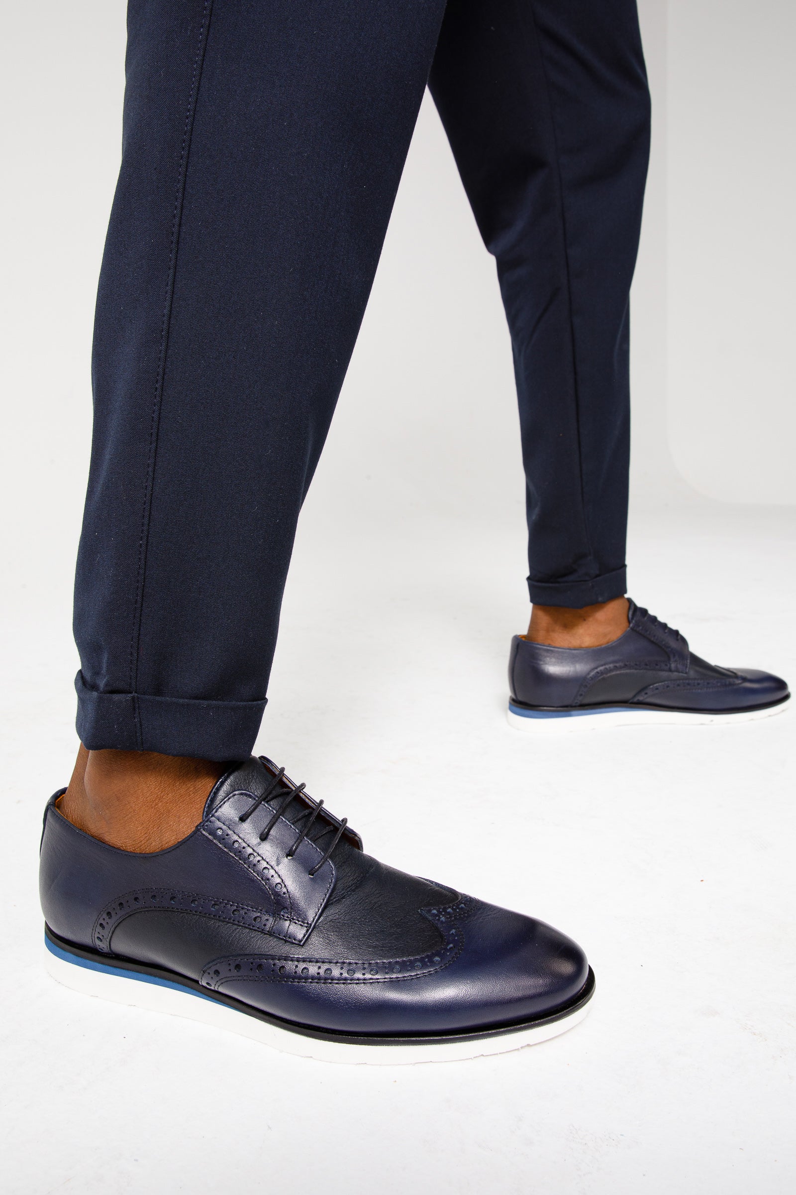 The Molise Navy Blue Wingtip Semi Brogue Derby Men Shoe  Final Sale!