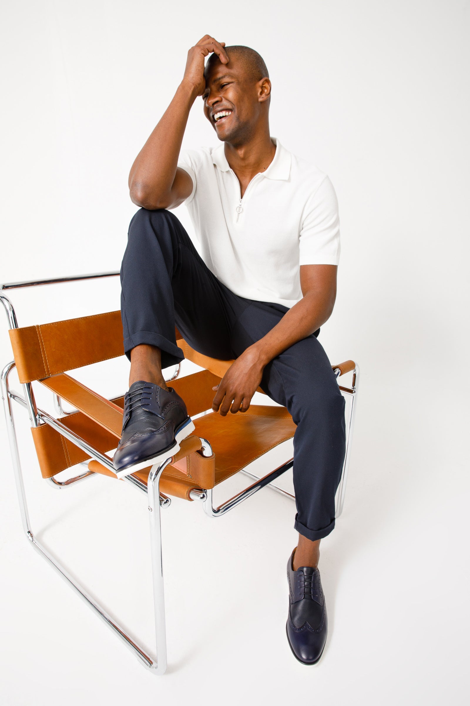 The Molise Navy Blue Wingtip Semi Brogue Derby Men Shoe  Final Sale!