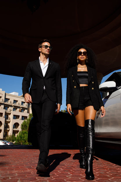 The Sao Paulo Black Leather Knee High Platform Heel Women Boot