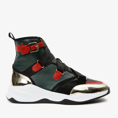 The Ottoman Green & Gold Leather Ankle Women Boot Final Sale!