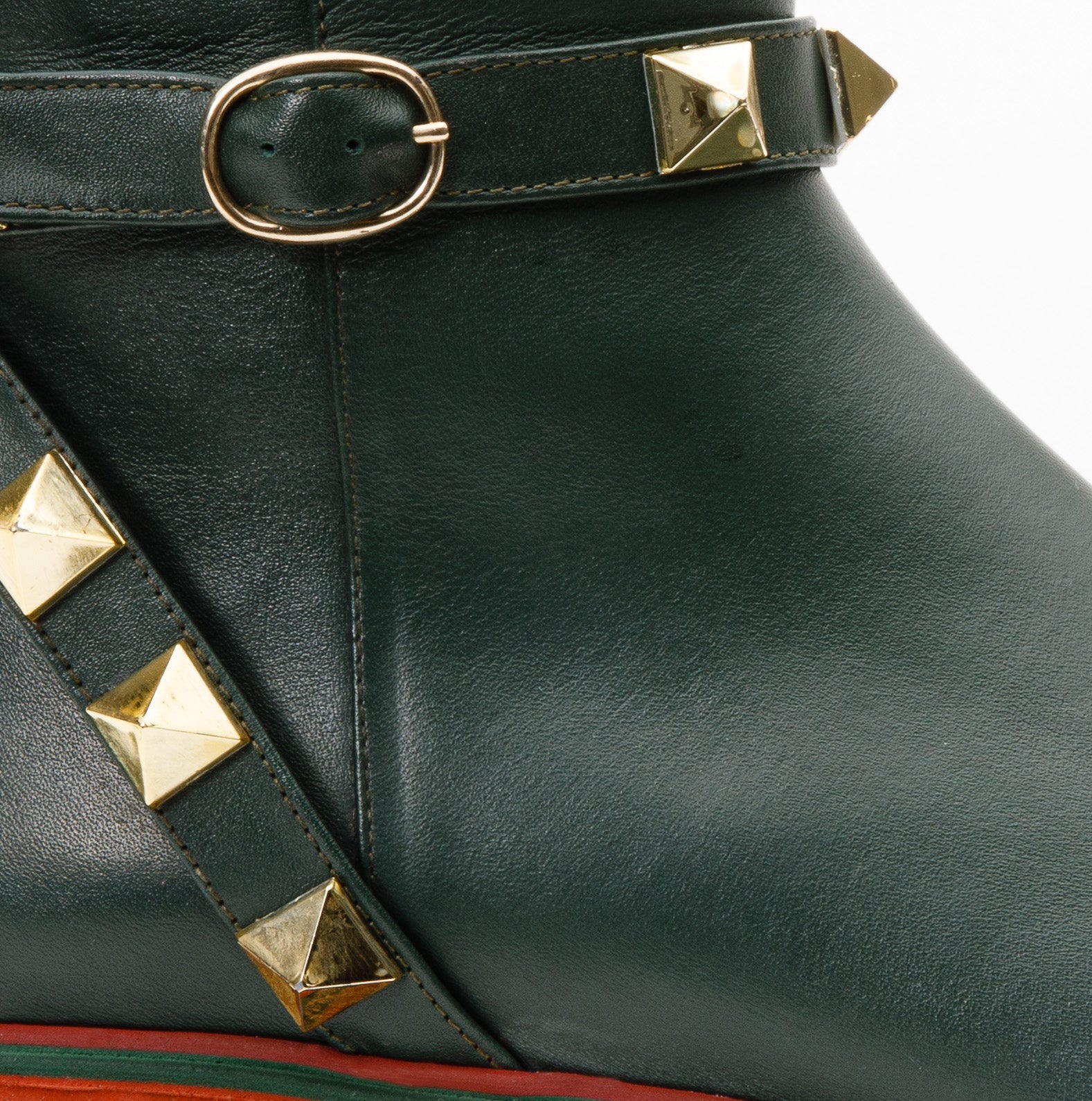 The Prag Green Leather Ankle Women Booto