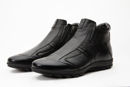 The Montreal Black Leather Casual Zip-Up Ankle Men Boot