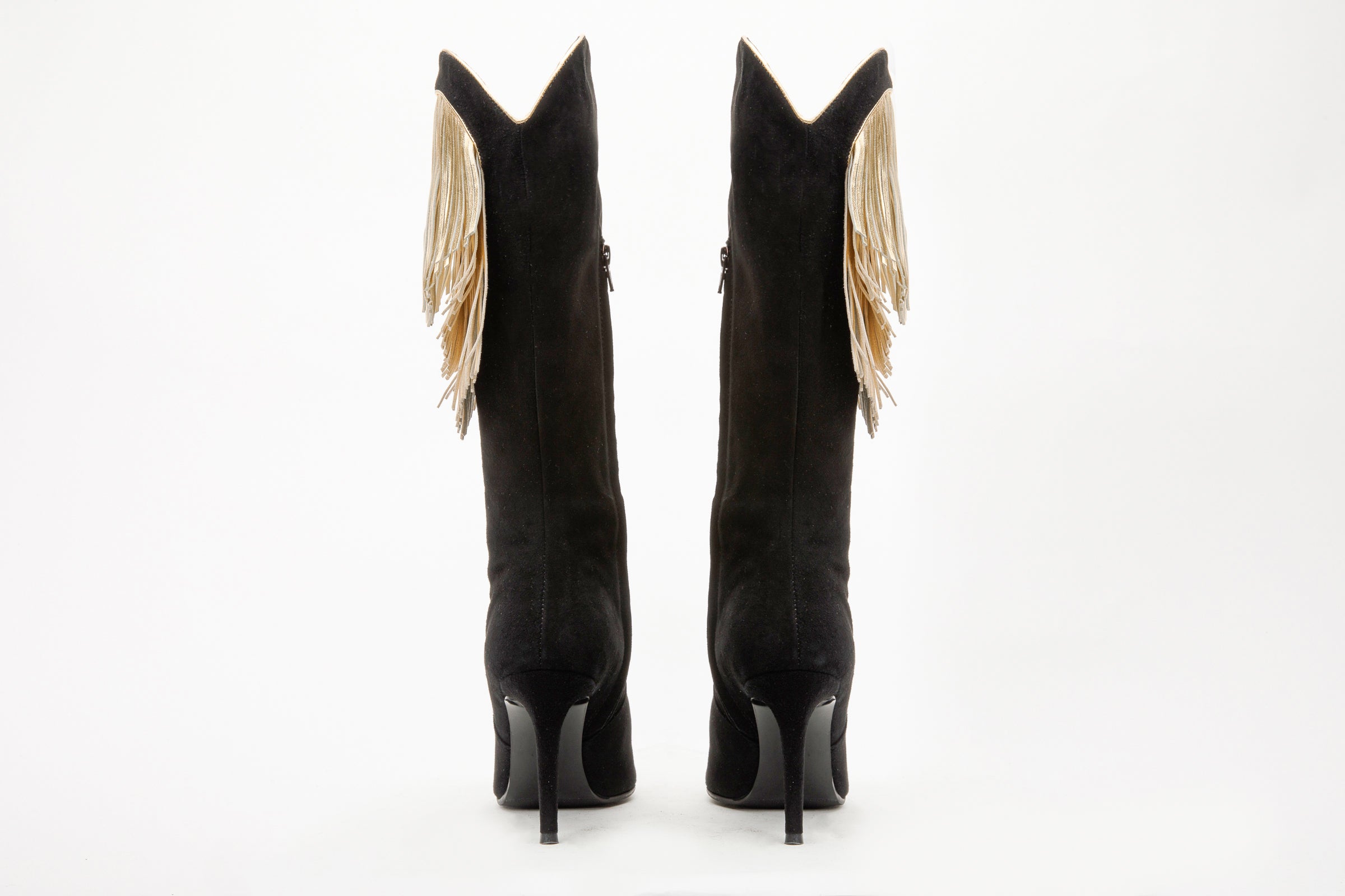 The Vienna Black Suede Leather Knee High Women  Boot