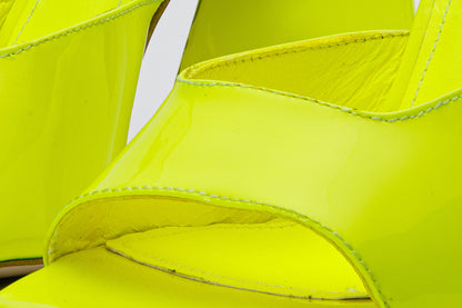 The Butterfly Block Heel Neon Yellow Patent Leather Sandal Final Sale!