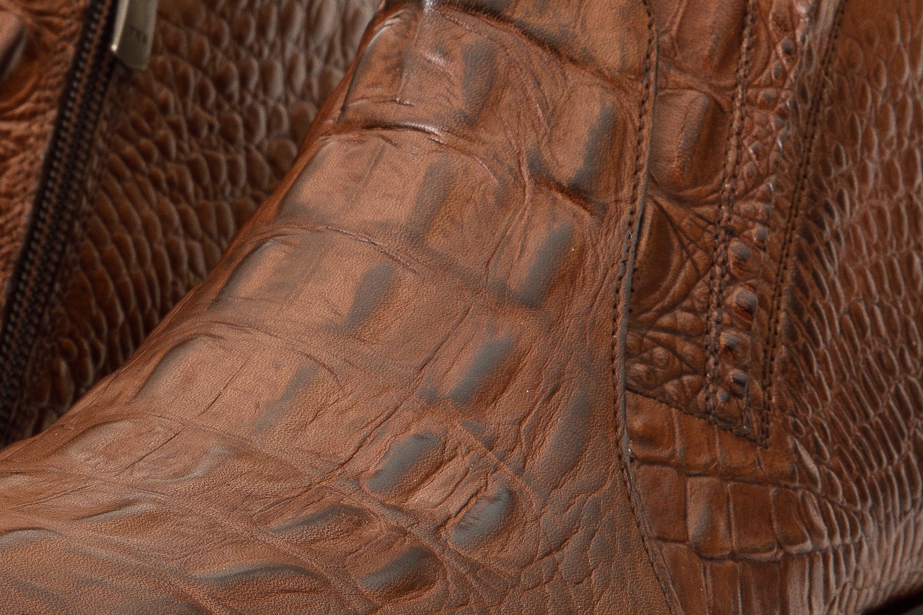 The Randor Brown Crocodile Leather Side-Zip Dress Ankle Men  Boot