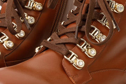 The Russel Brown Leather Lace-Up Ankle Women Boot Final Sale!